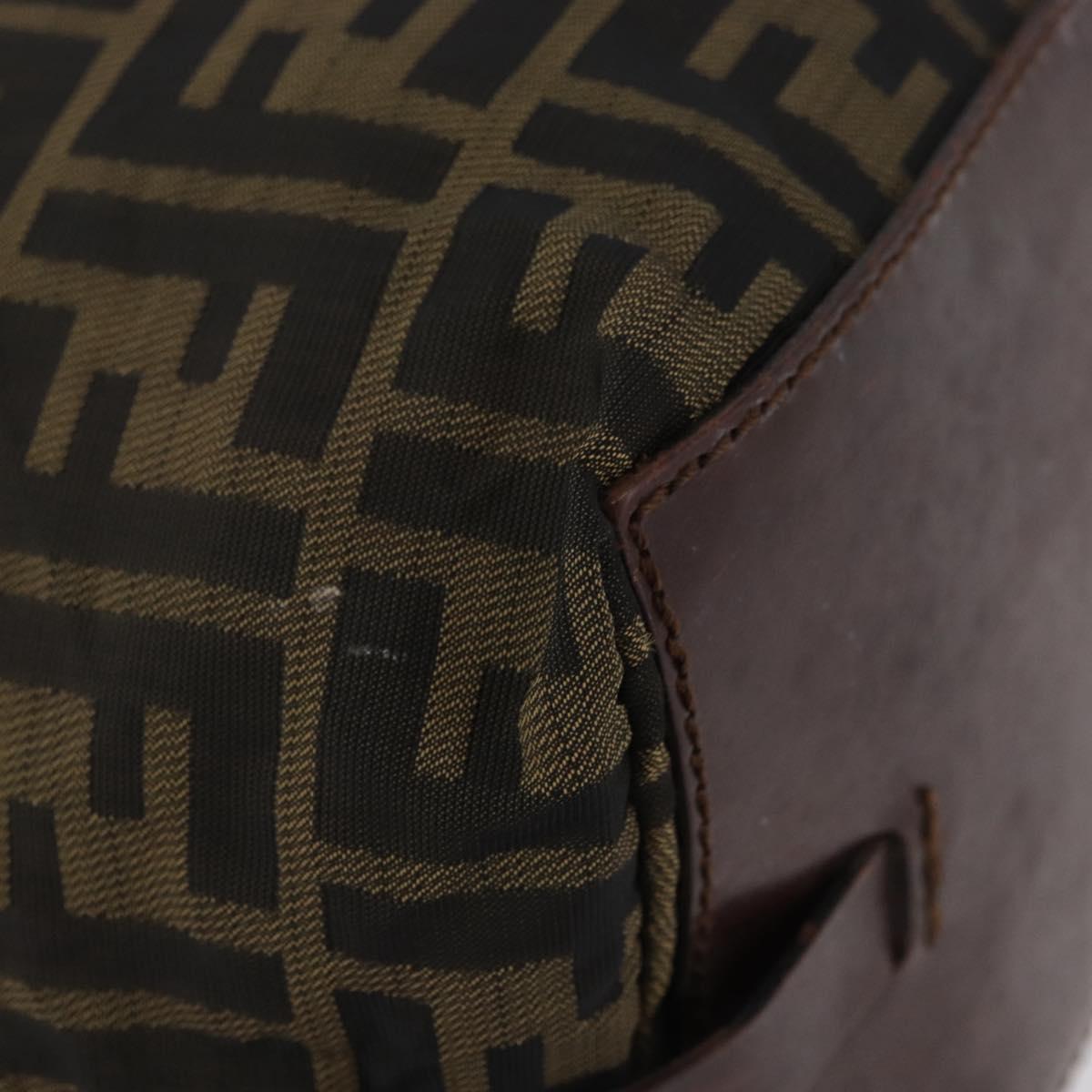 FENDI Zucca Canvas Hand Bag Brown Black Auth 174570