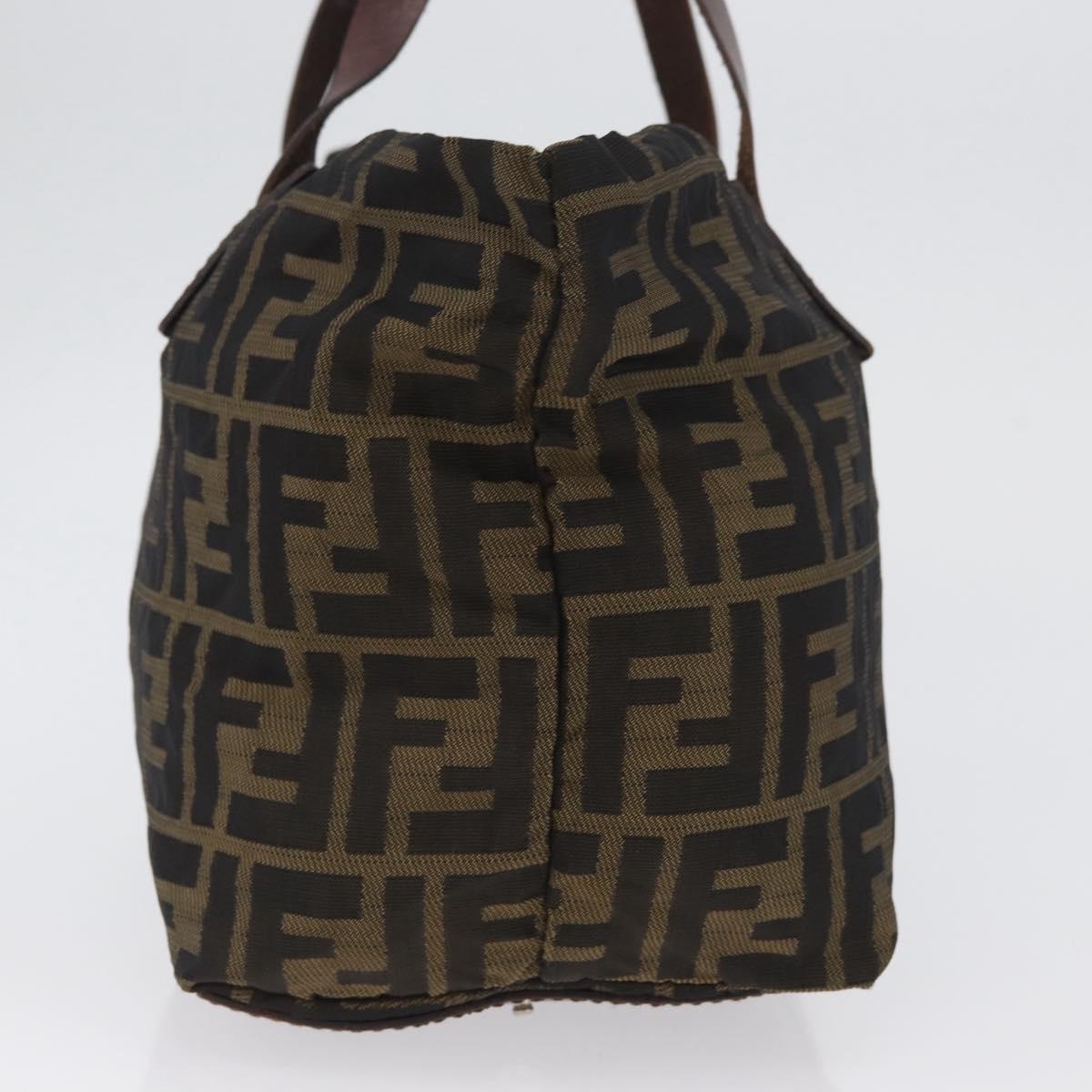 FENDI Zucca Canvas Hand Bag Brown Black Auth 174570