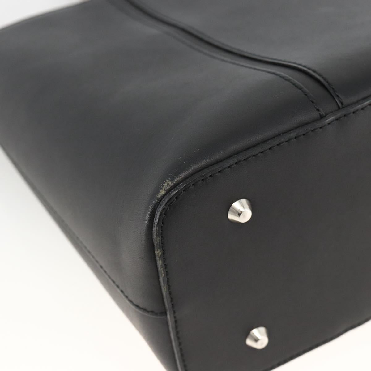 BURBERRY Tote Bag Leather Black Silver Auth 174574