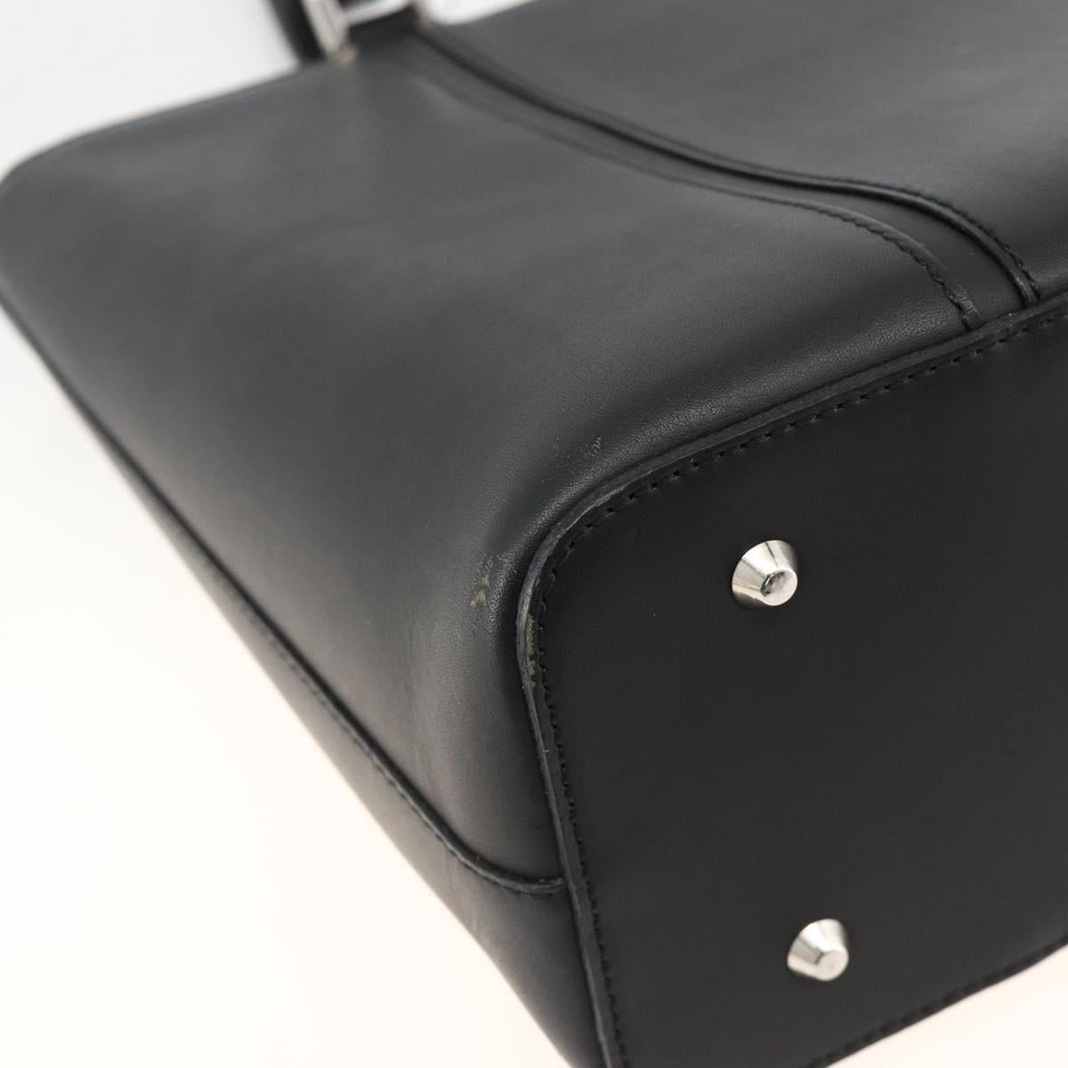 BURBERRY Tote Bag Leather Black Silver Auth 174574