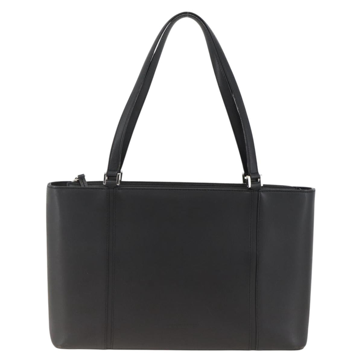 BURBERRY Tote Bag Leather Black Silver Auth 174574