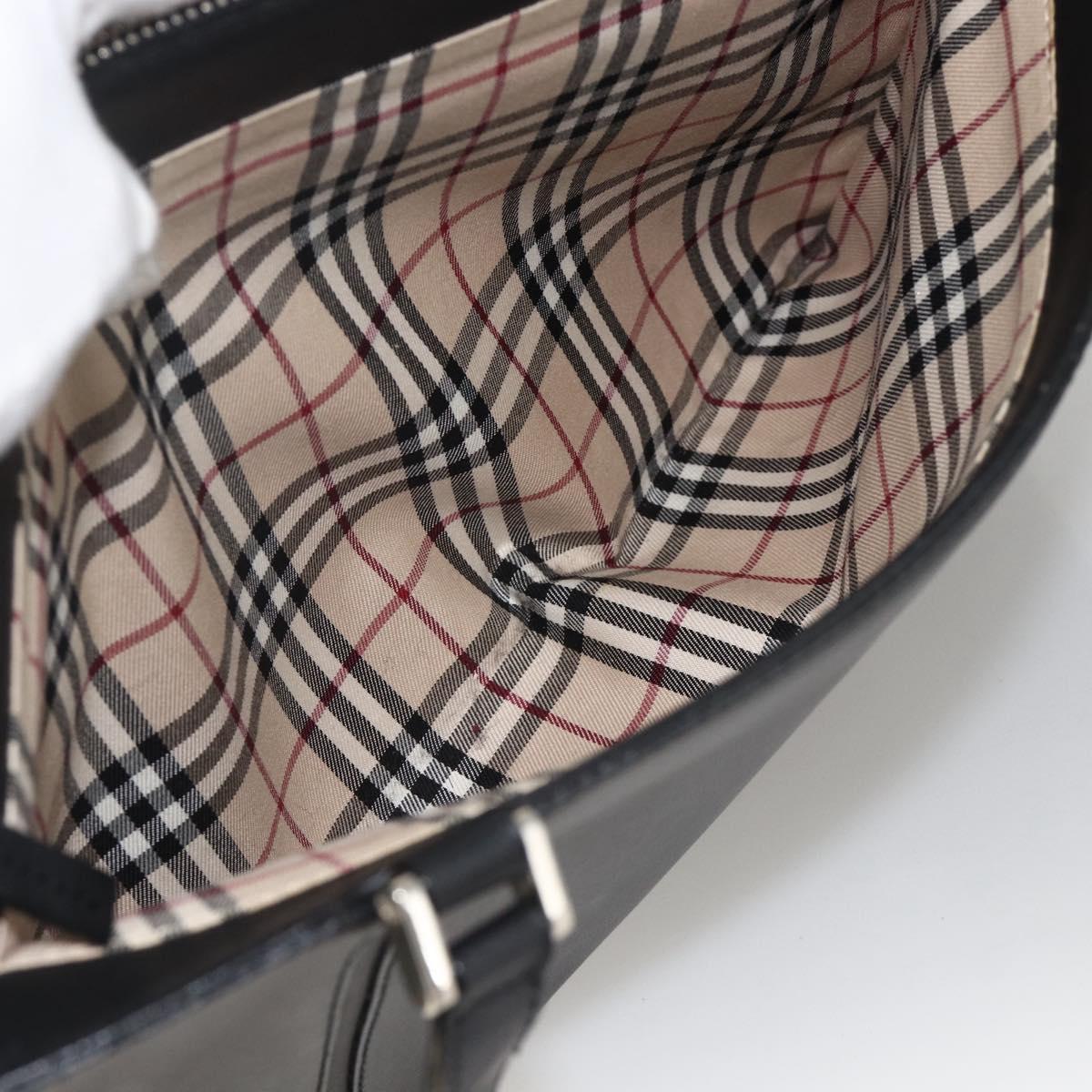 BURBERRY Tote Bag Leather Black Silver Auth 174574