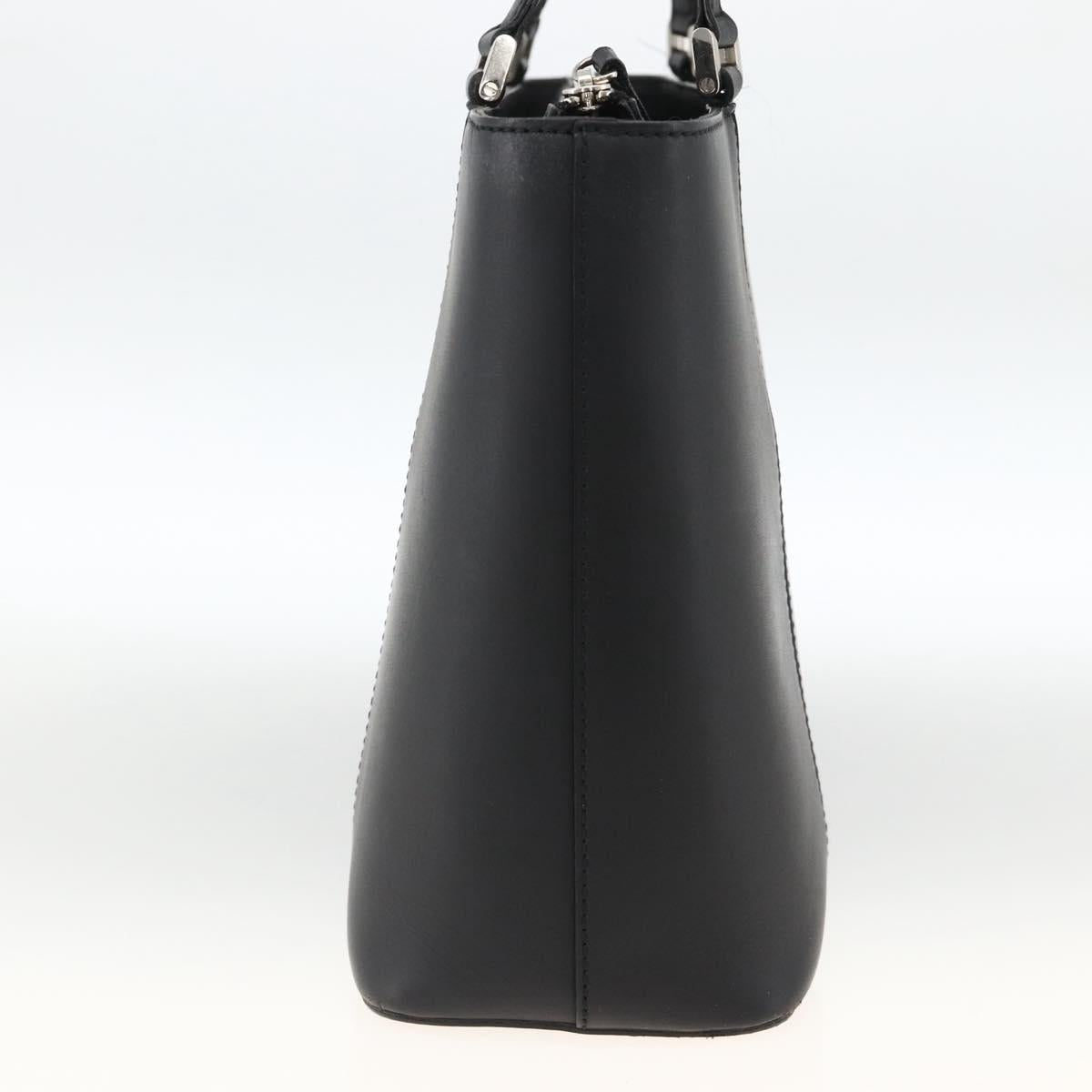 BURBERRY Tote Bag Leather Black Silver Auth 174574