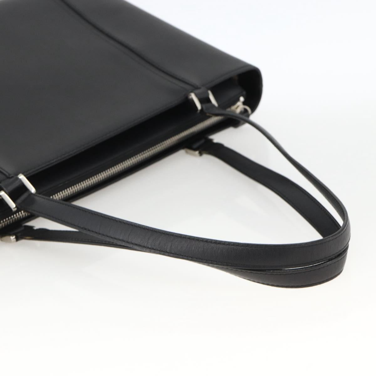 BURBERRY Tote Bag Leather Black Silver Auth 174574