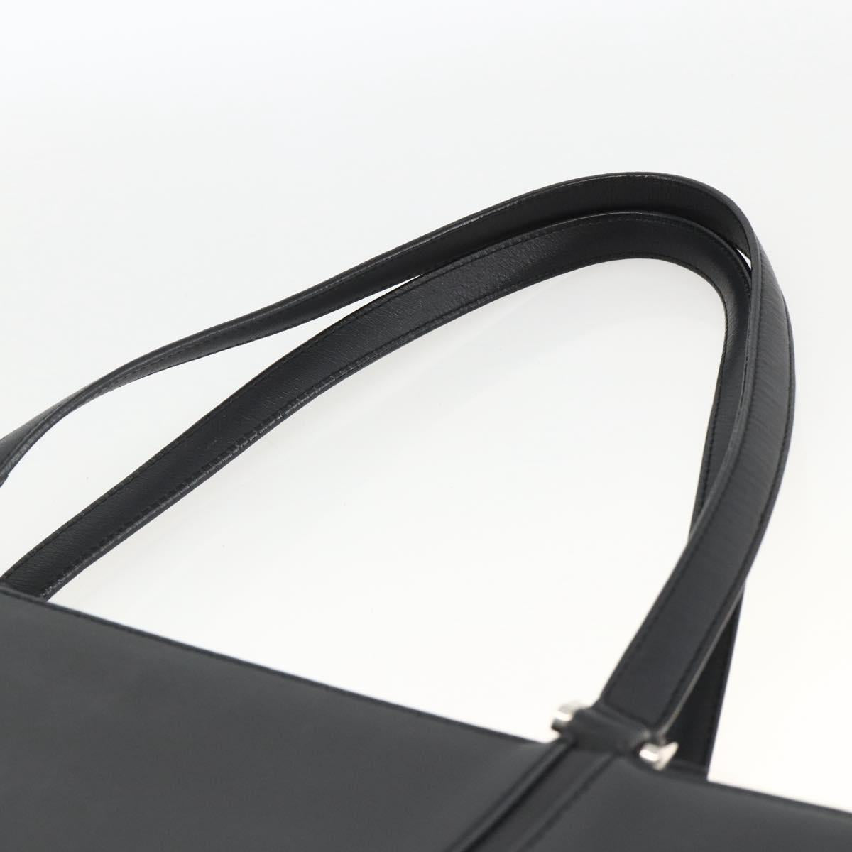 BURBERRY Tote Bag Leather Black Silver Auth 174574