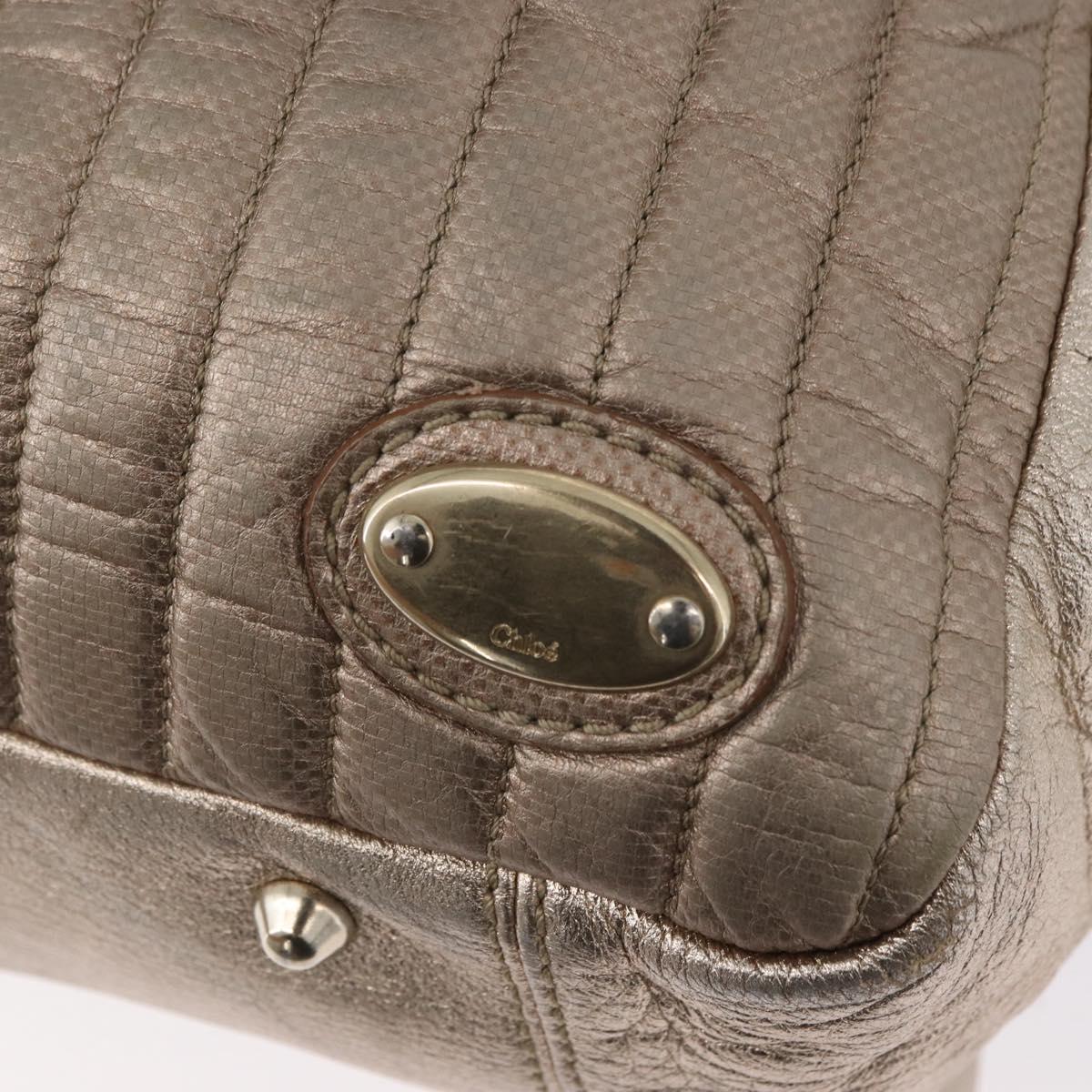 Chloe Hand Bag Leather Beige Gold Auth 174575