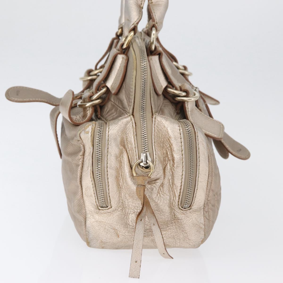 Chloe Hand Bag Leather Beige Gold Auth 174575