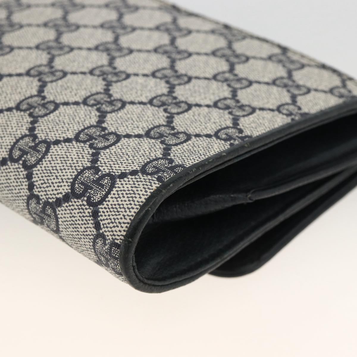 GUCCI GG Supreme Clutch Bag PVC Navy Gold Auth 174582