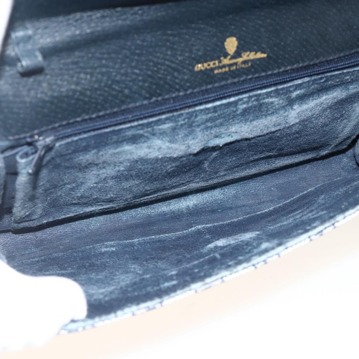 GUCCI GG Supreme Clutch Bag PVC Navy Gold Auth 174582