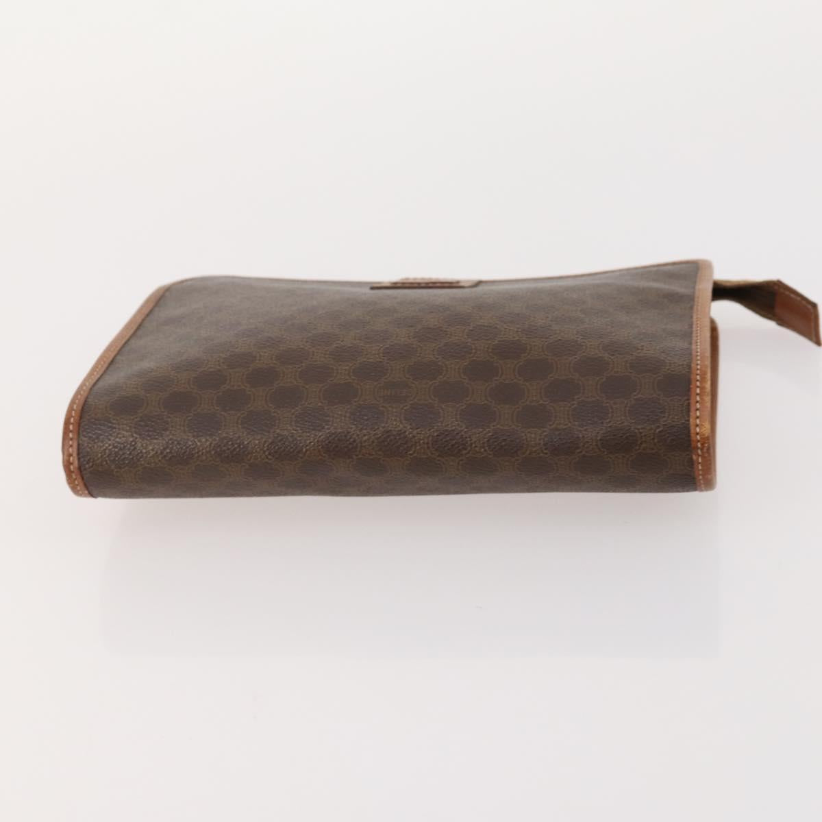 CELINE Macadam Canvas Clutch Bag PVC Leather 3 Set Brown Auth 174585