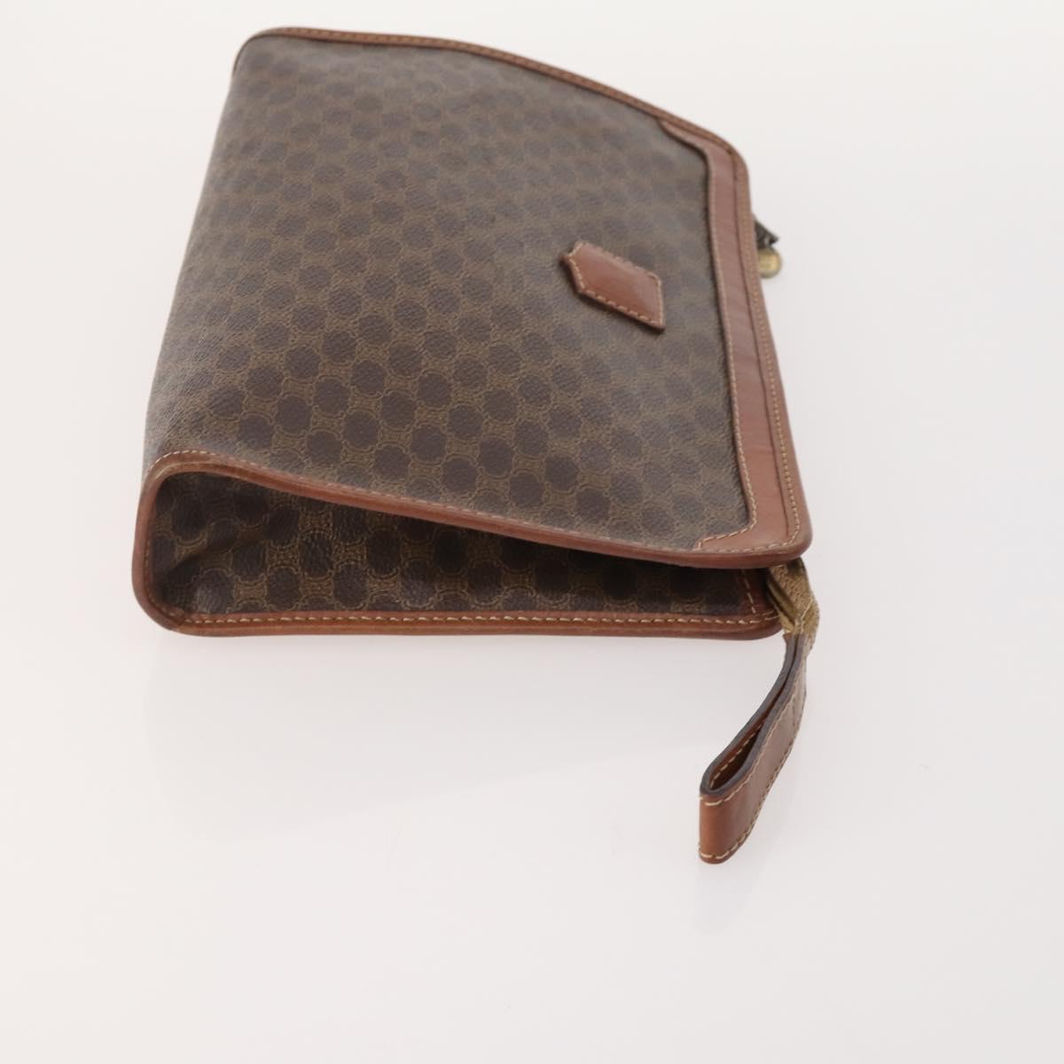CELINE Macadam Canvas Clutch Bag PVC Leather 3 Set Brown Auth 174585