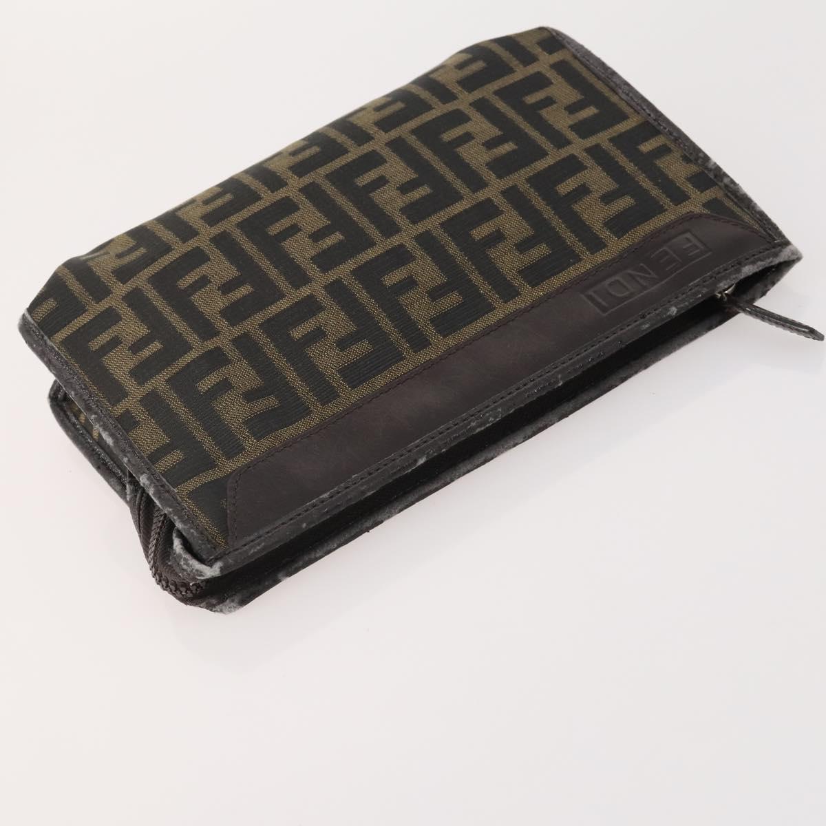 FENDI Loewe Cartier Zucca Canvas Bag Leather 3 Set Black Beige Auth 174586