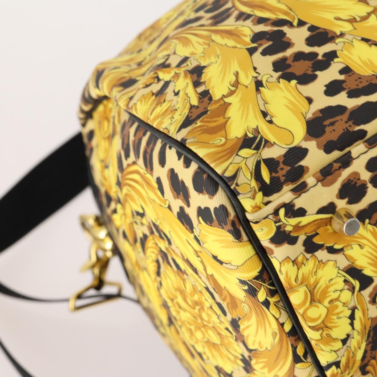 Gianni Versace Boston Bag PVC 2way Yellow Black gold Auth 174587