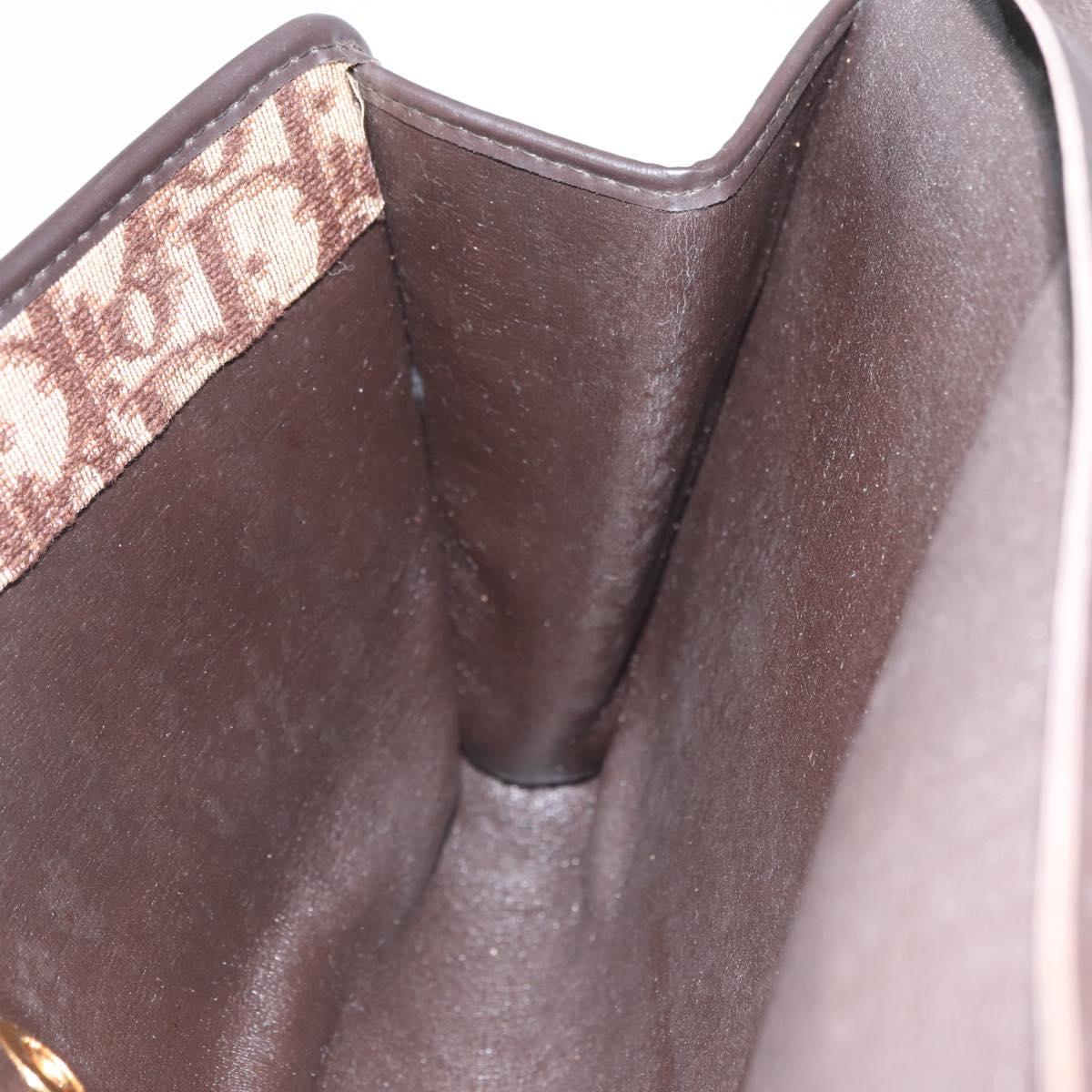Christian Dior Trotter Canvas Clutch Bag Brown Gold Auth 174592