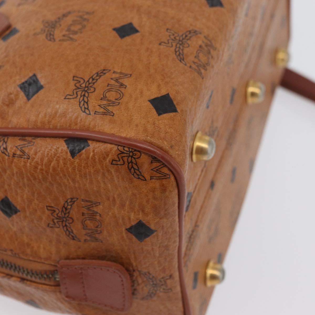 MCM Vicetos Logogram Hand Bag PVC Leather 2way Brown Gold Auth 174594