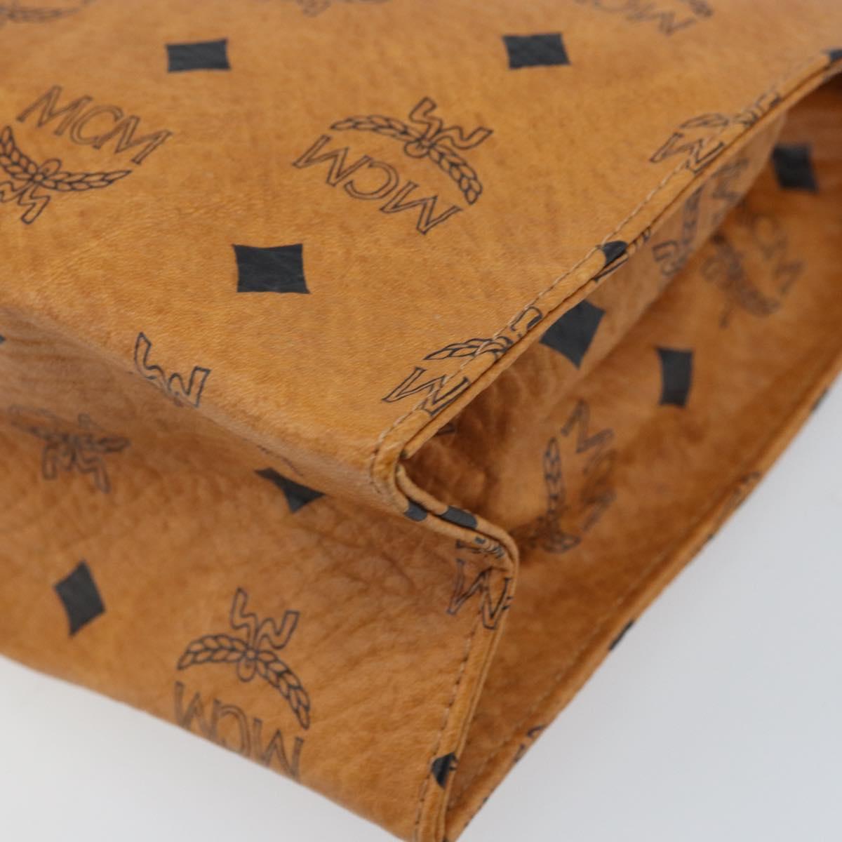 MCM Logogram Vicetos Clutch Bag PVC Leather Brown Gold Auth 174595