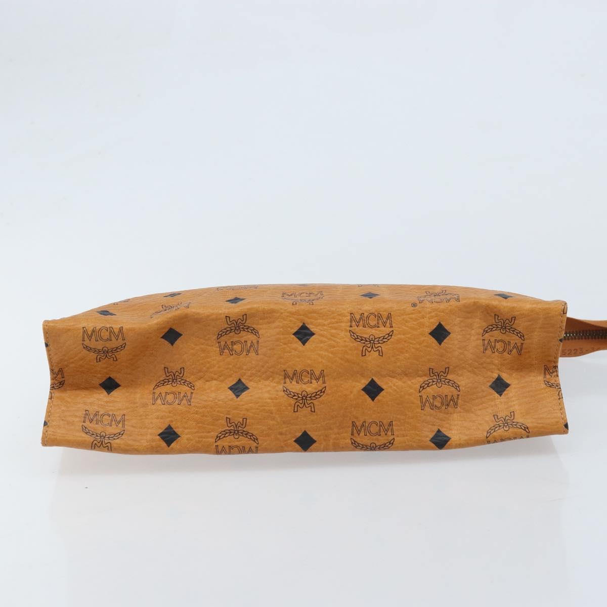MCM Logogram Vicetos Clutch Bag PVC Leather Brown Gold Auth 174595