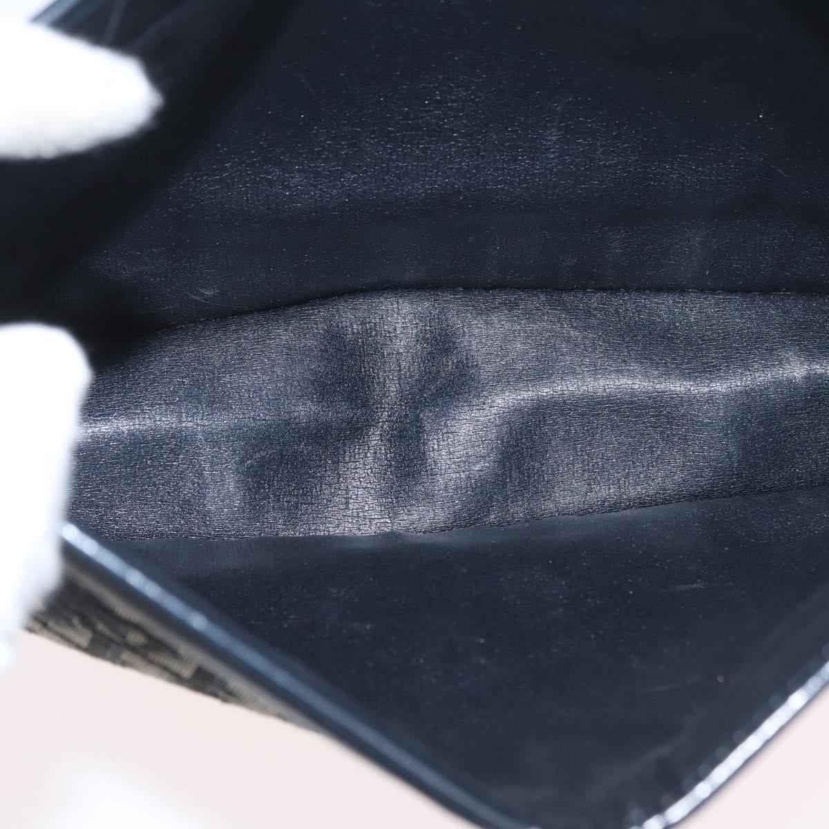 Christian Dior Trotter Canvas Clutch Bag Navy Gold Auth 174597