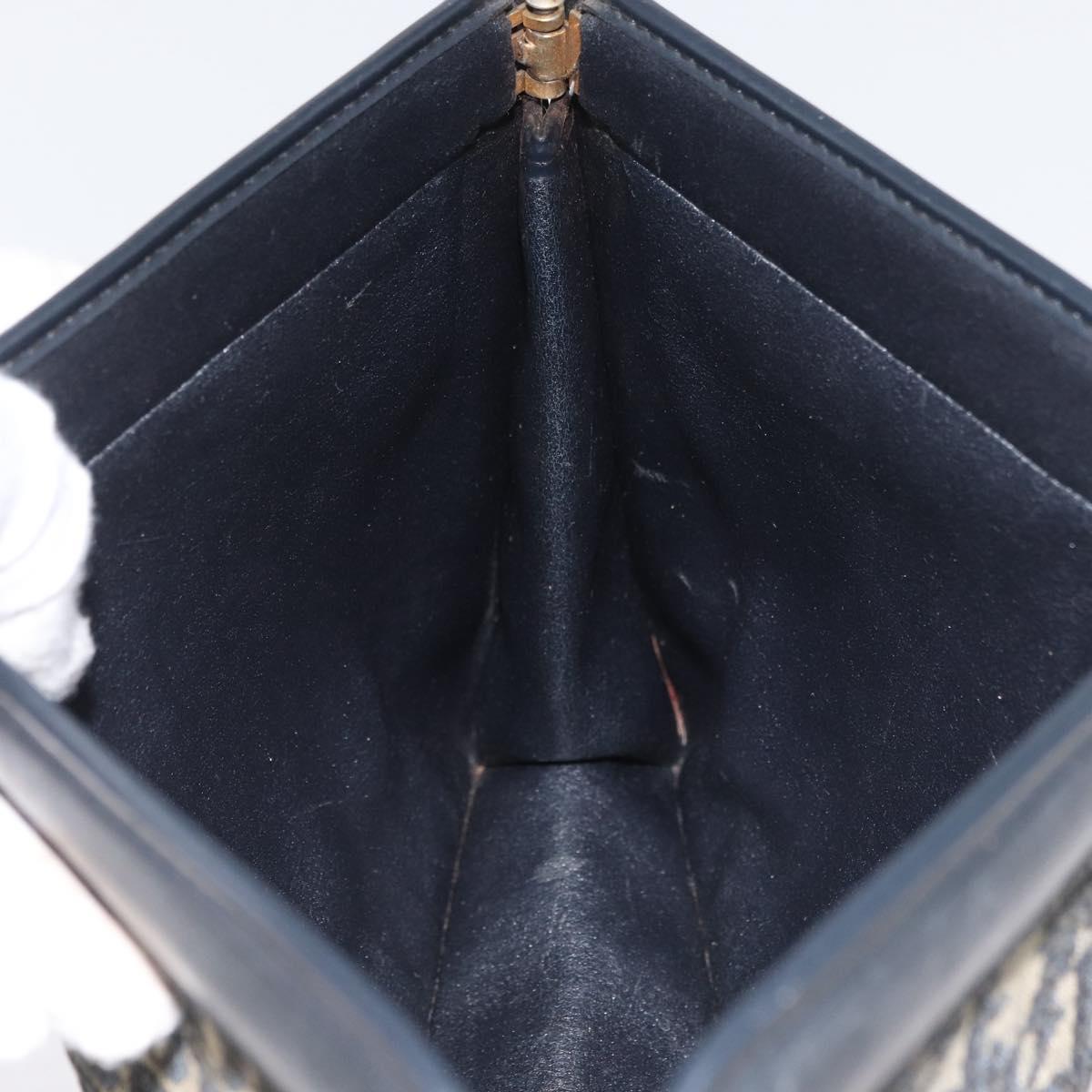 Christian Dior Trotter Canvas Clutch Bag Navy Gold Auth 174597
