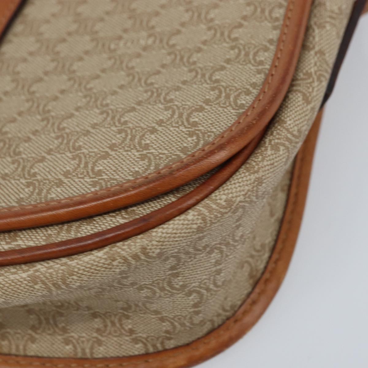 CELINE Macadam Canvas Shoulder Bag PVC Beige Gold Auth 174598