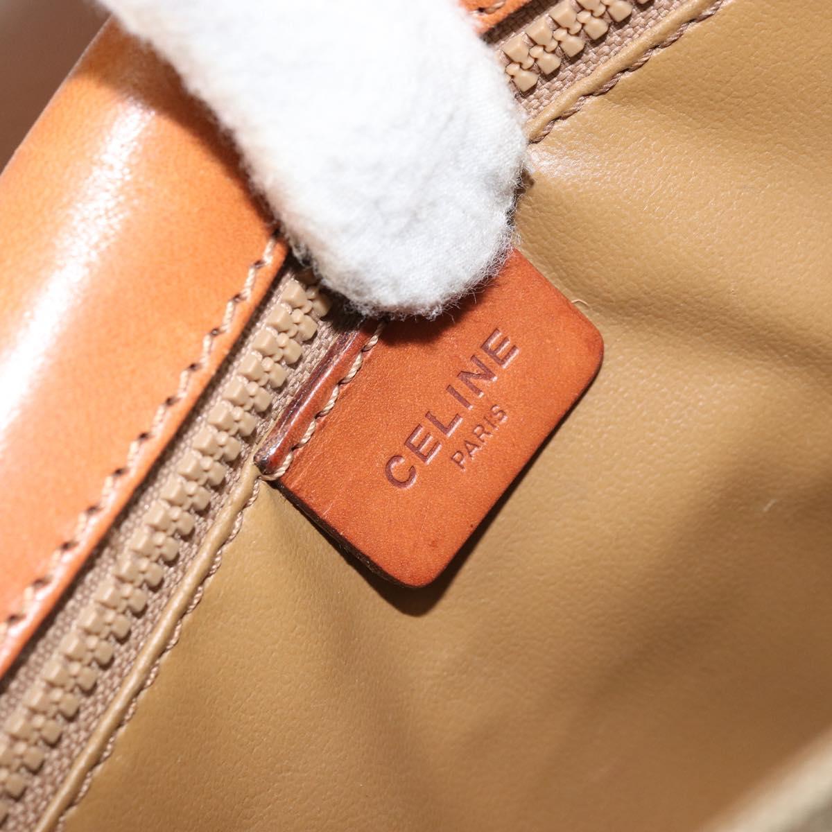 CELINE Macadam Canvas Shoulder Bag PVC Beige Gold Auth 174598