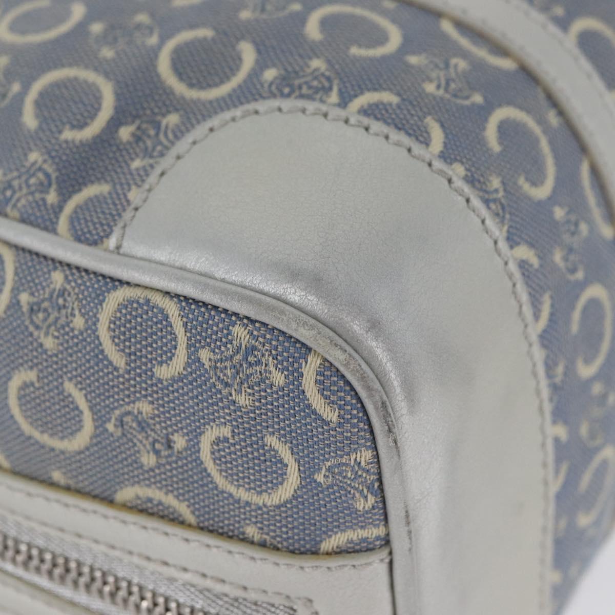 CELINE C Macadam Canvas Hand Bag Light Blue Silver Auth 174602A
