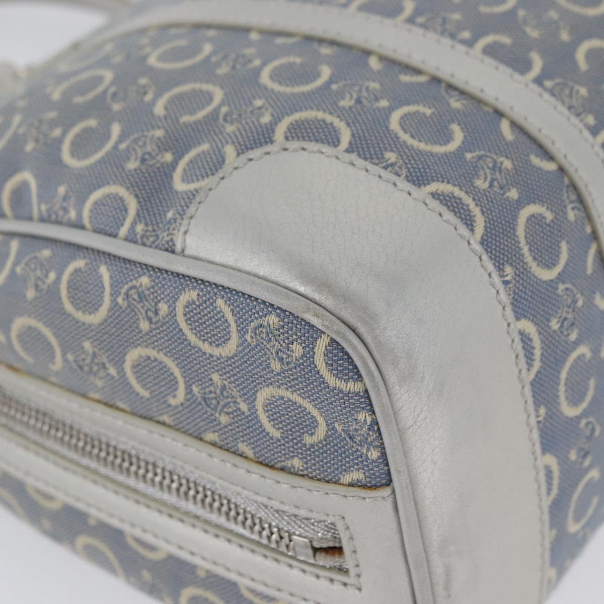 CELINE C Macadam Canvas Hand Bag Light Blue Silver Auth 174602A