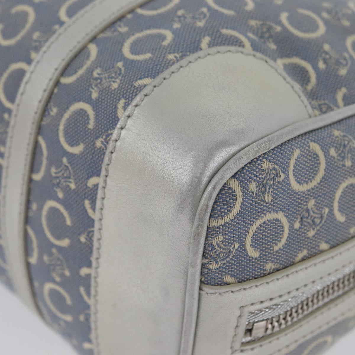 CELINE C Macadam Canvas Hand Bag Light Blue Silver Auth 174602A