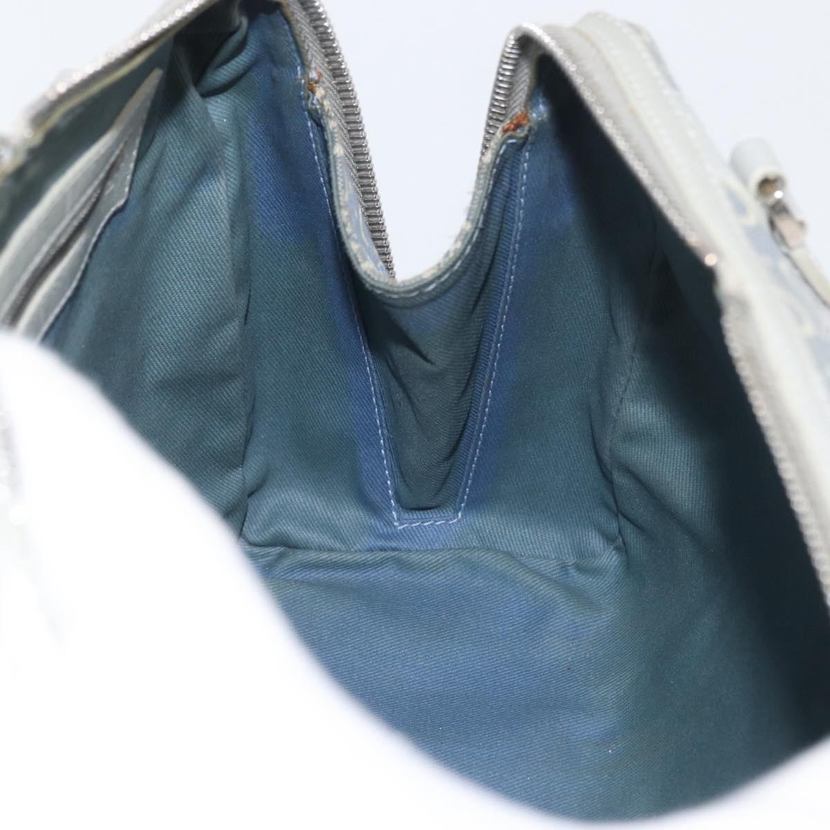 CELINE C Macadam Canvas Hand Bag Light Blue Silver Auth 174602A