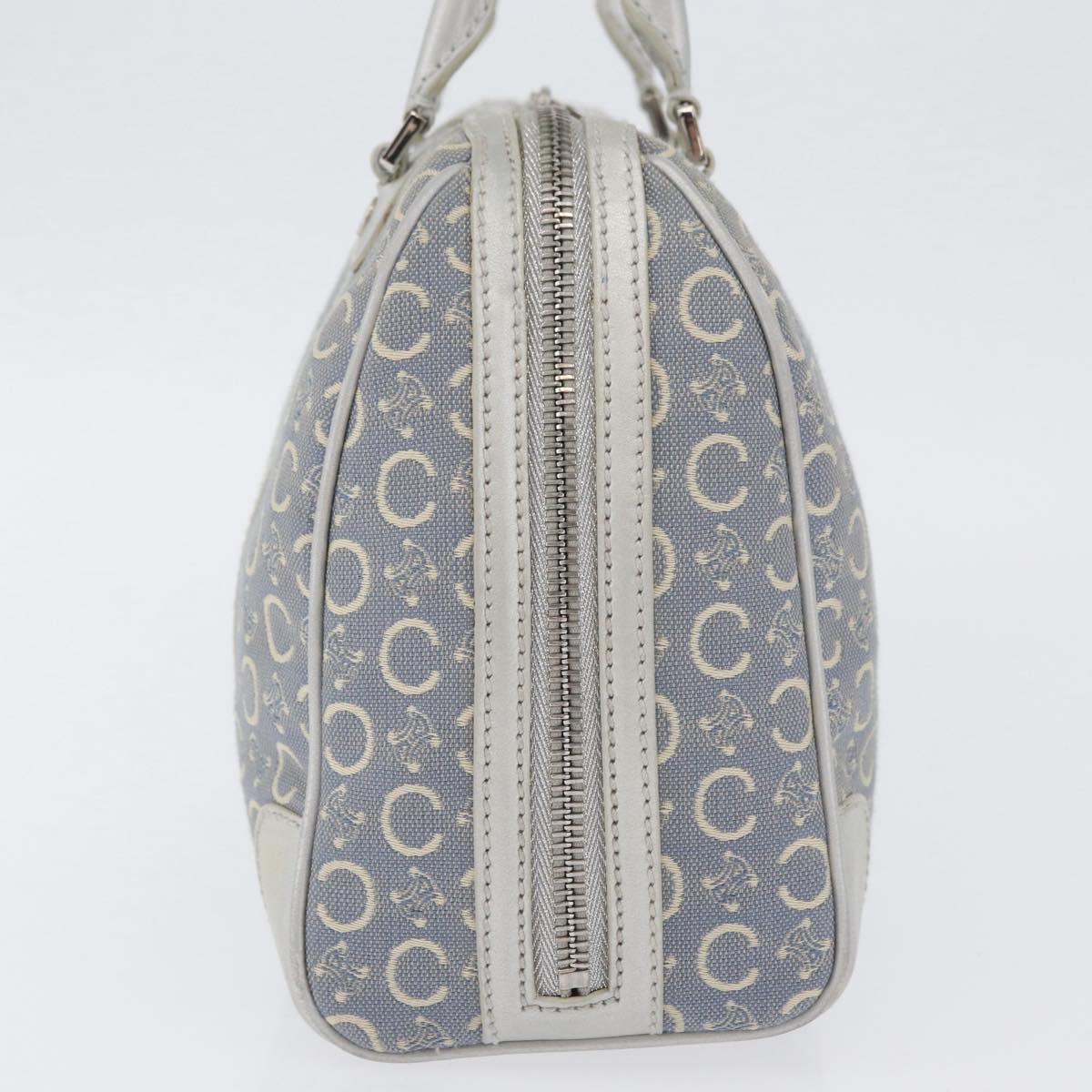 CELINE C Macadam Canvas Hand Bag Light Blue Silver Auth 174602A