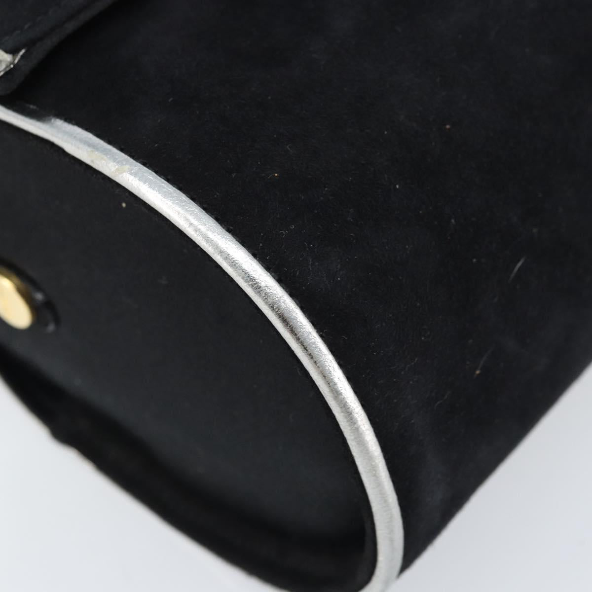 Salvatore Ferragamo Shoulder Bag Suede Black Silver gold Auth 174603