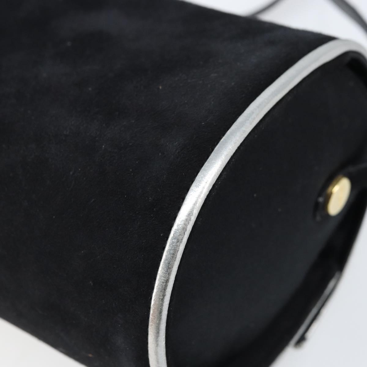 Salvatore Ferragamo Shoulder Bag Suede Black Silver gold Auth 174603