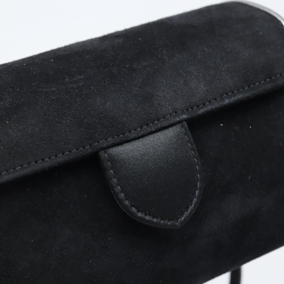 Salvatore Ferragamo Shoulder Bag Suede Black Silver gold Auth 174603