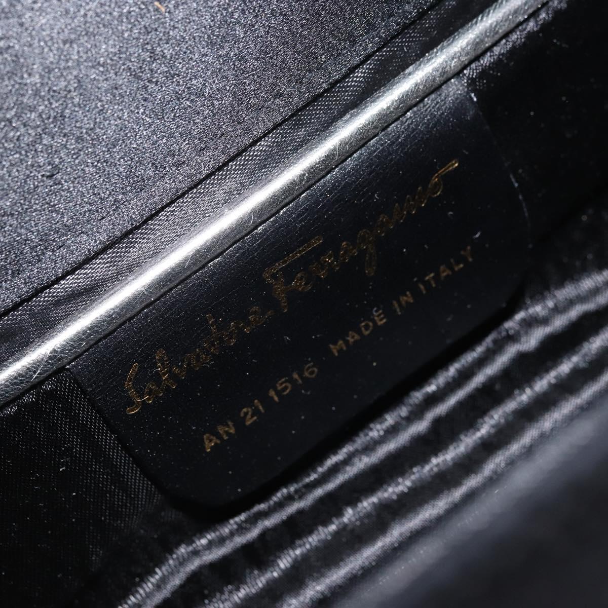 Salvatore Ferragamo Shoulder Bag Suede Black Silver gold Auth 174603