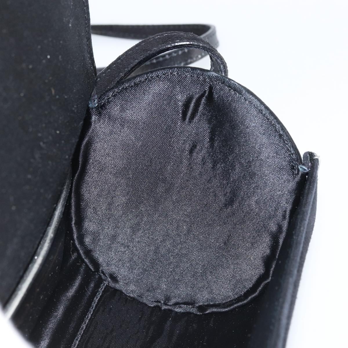 Salvatore Ferragamo Shoulder Bag Suede Black Silver gold Auth 174603