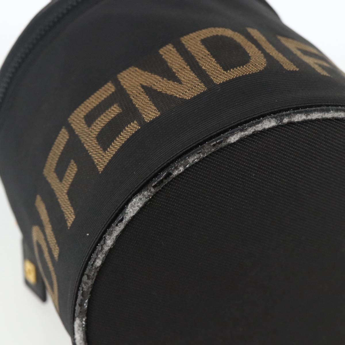 FENDI Hand Bag Black Gold Auth 174605