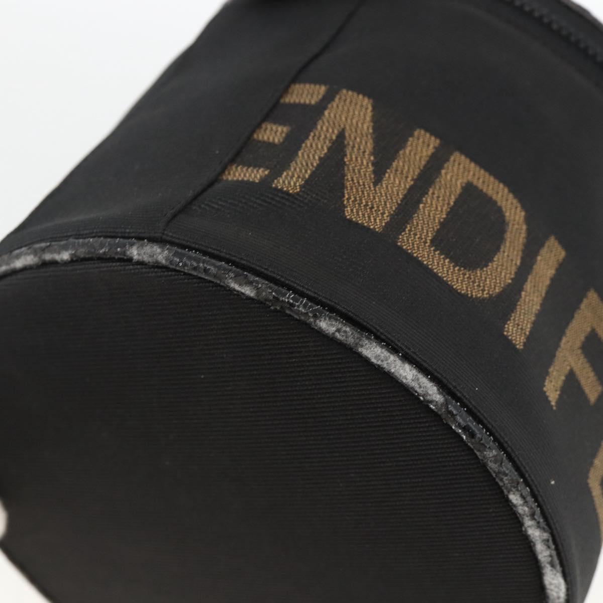 FENDI Hand Bag Black Gold Auth 174605