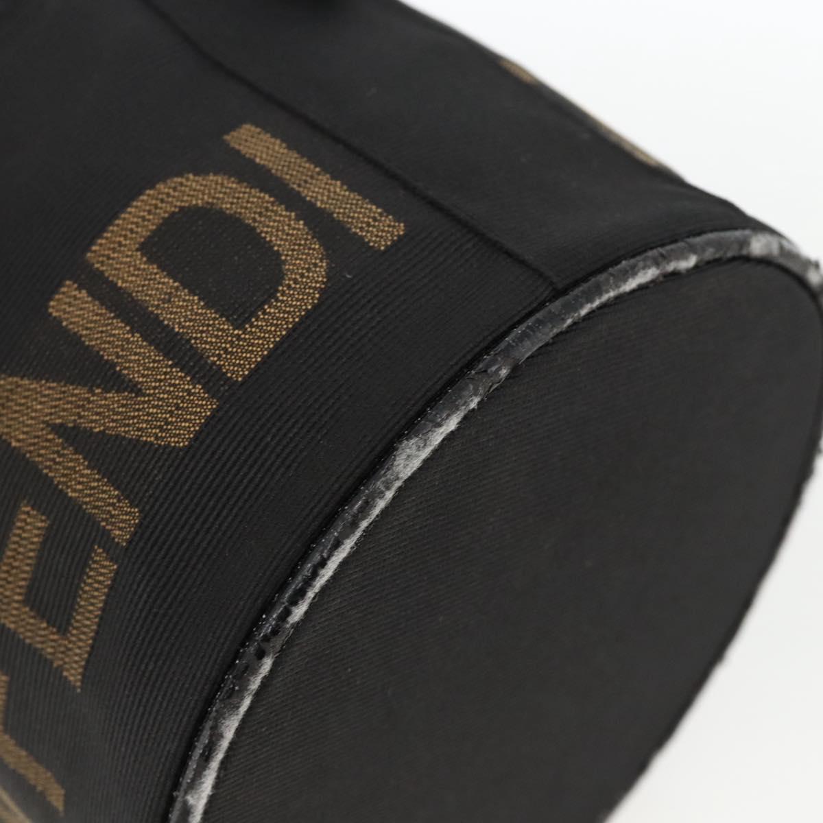 FENDI Hand Bag Black Gold Auth 174605