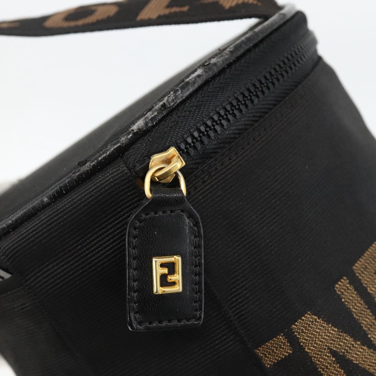 FENDI Hand Bag Black Gold Auth 174605