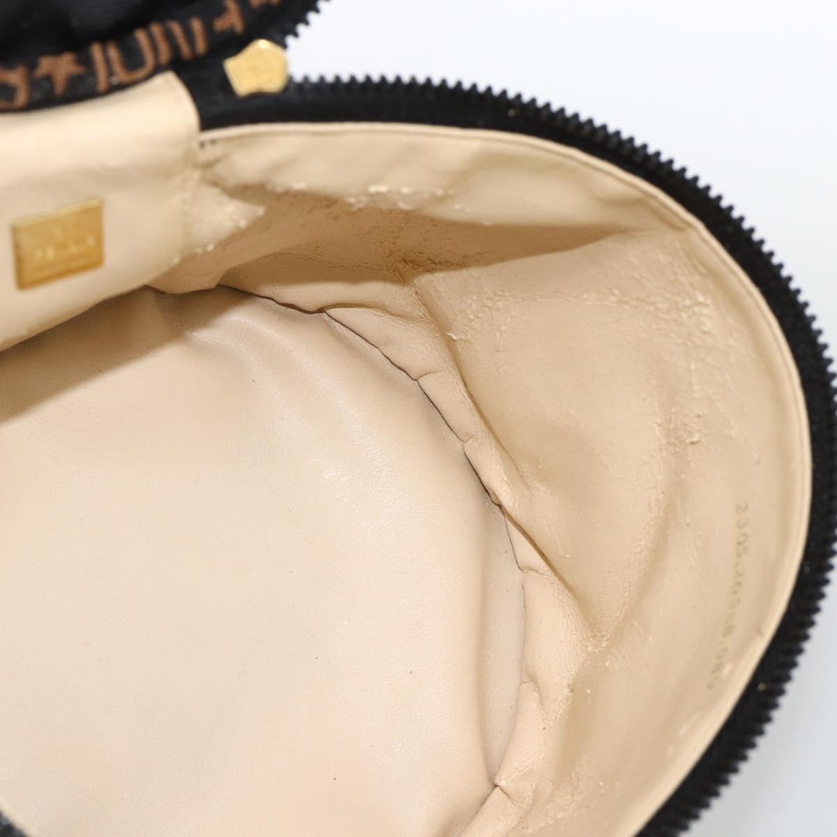 FENDI Hand Bag Black Gold Auth 174605