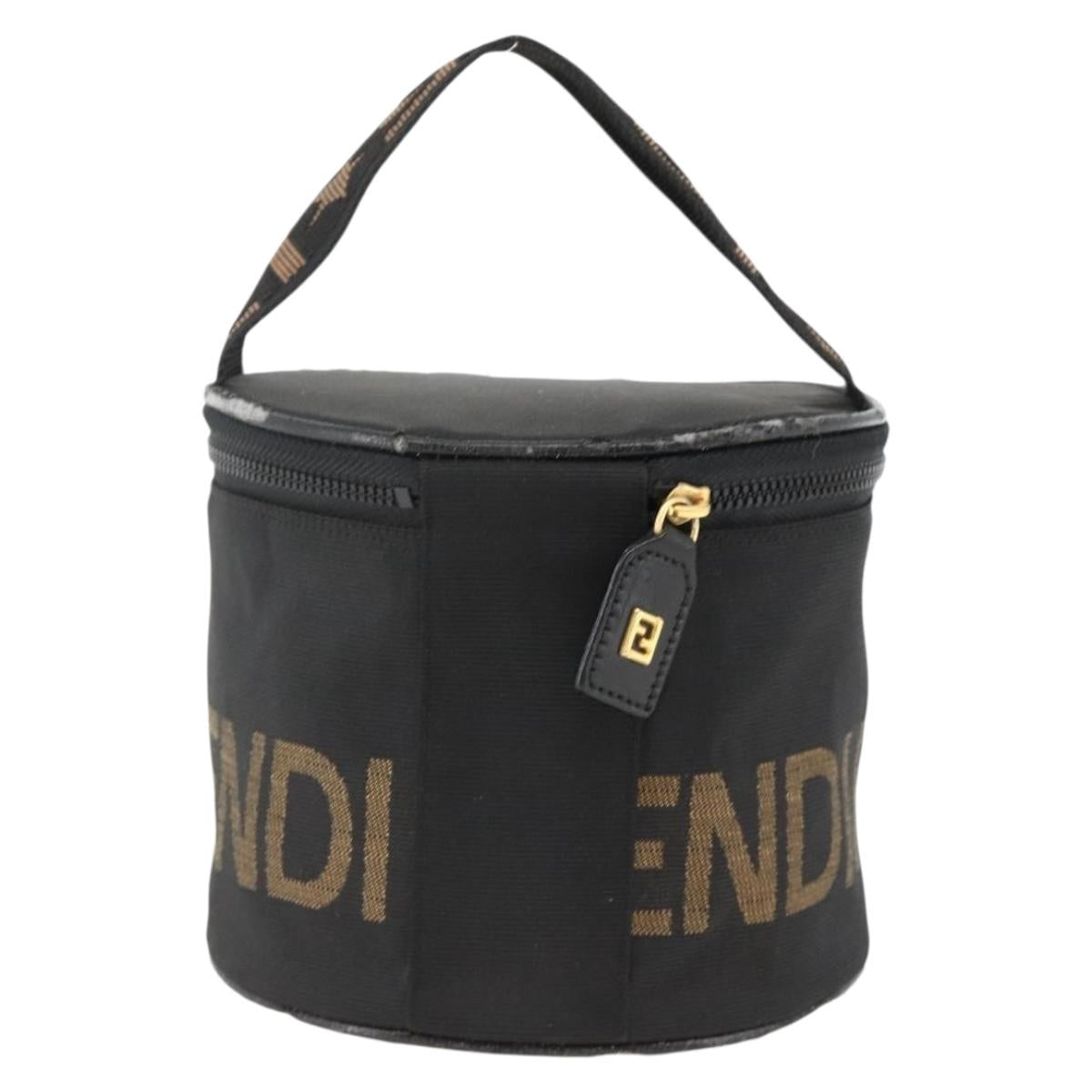 FENDI Hand Bag Black Gold Auth 174605