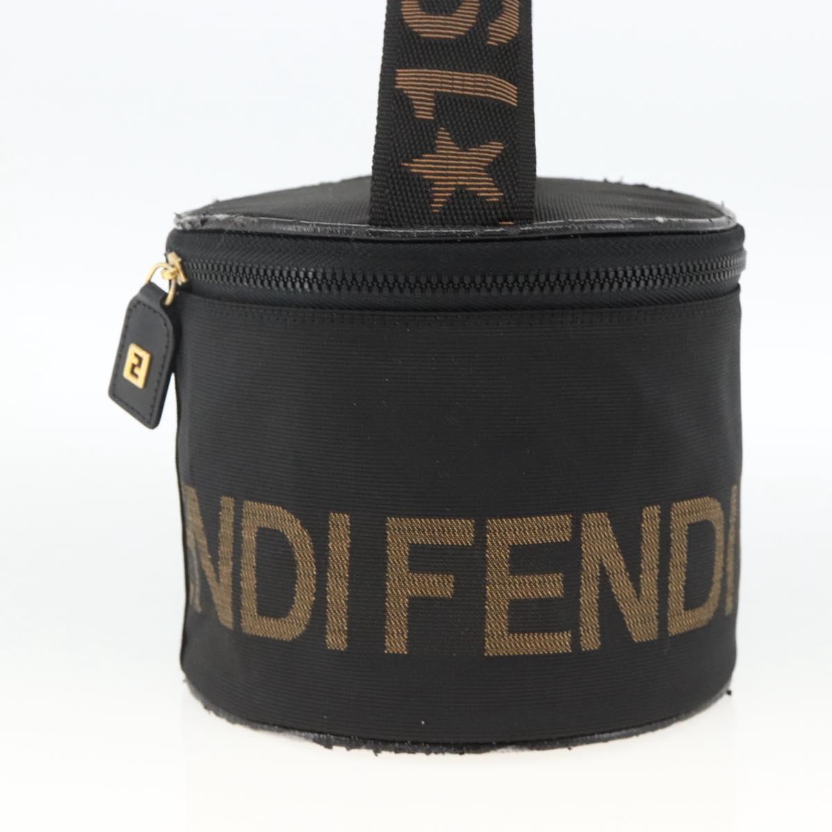 FENDI Hand Bag Black Gold Auth 174605