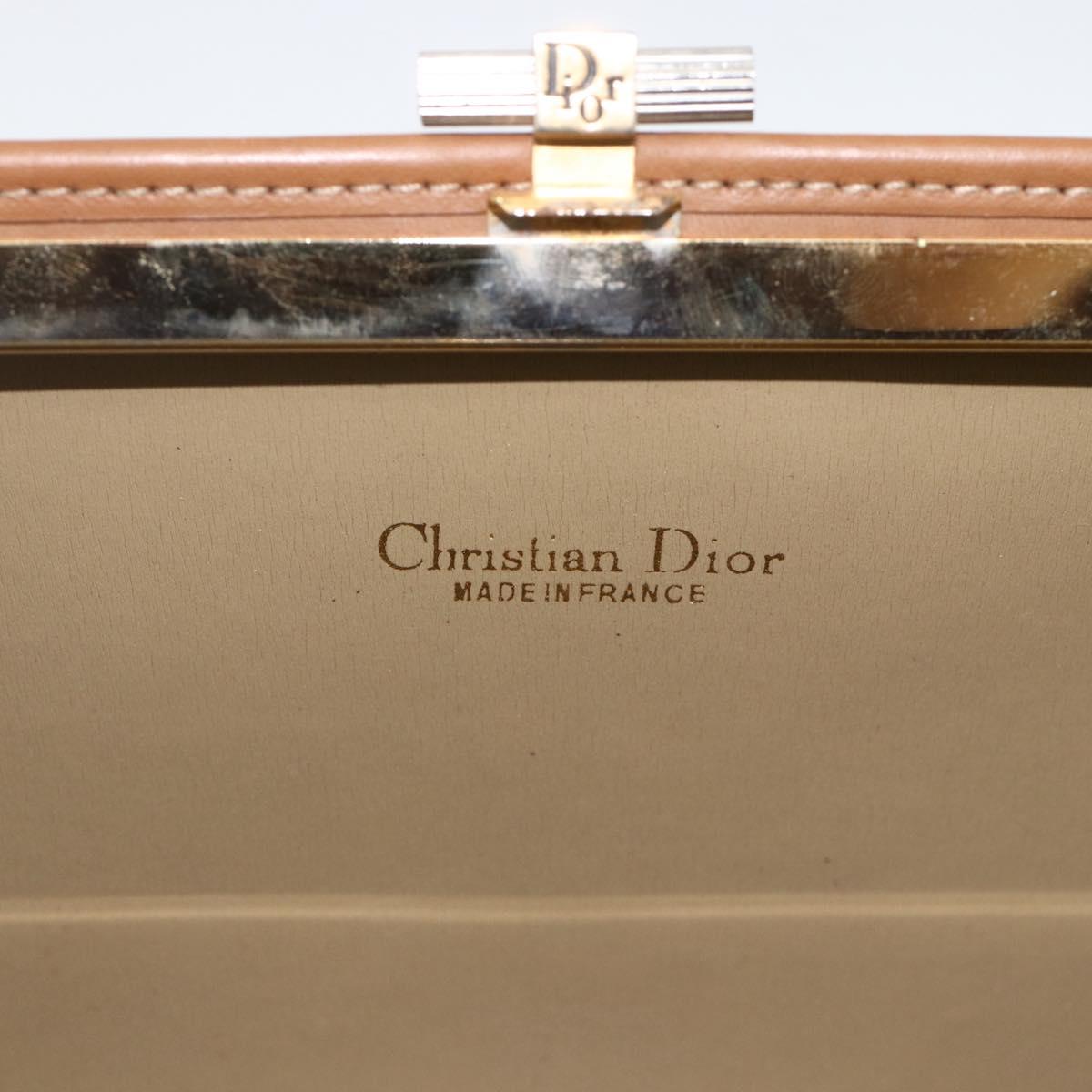 Christian Dior Honeycomb Canvas Clutch Bag Beige Gold Auth 174606