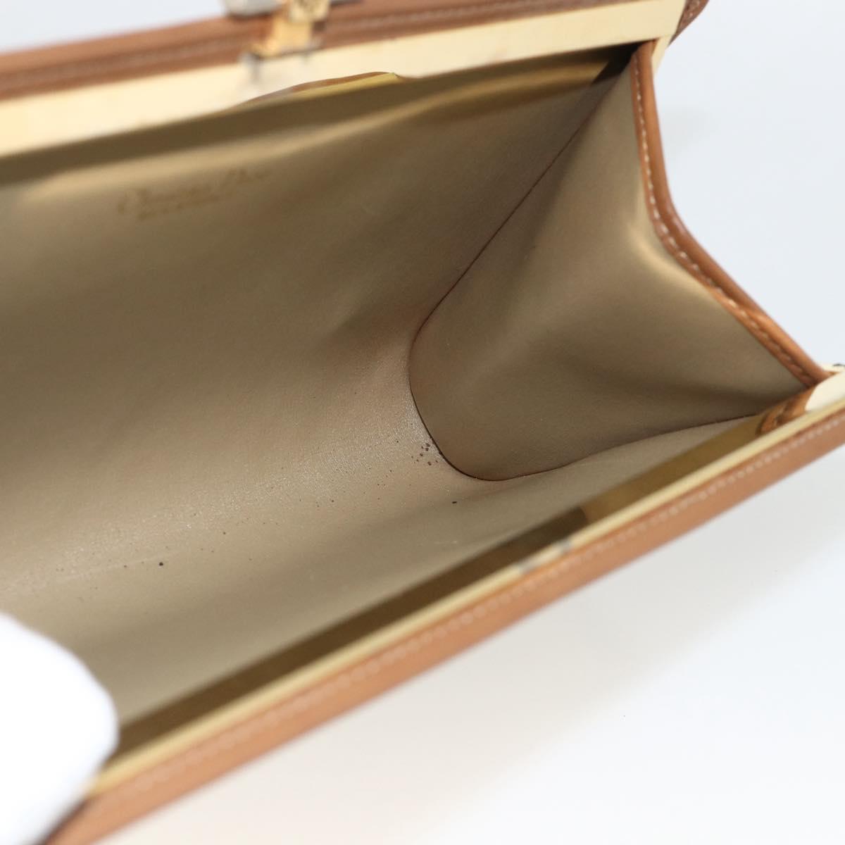 Christian Dior Honeycomb Canvas Clutch Bag Beige Gold Auth 174606