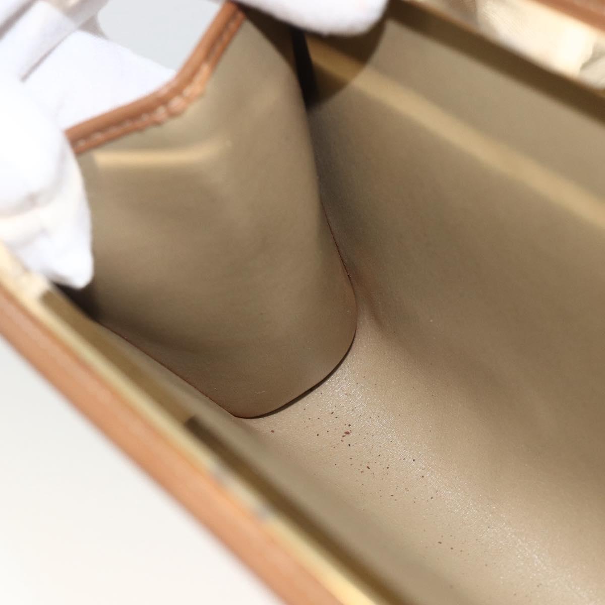 Christian Dior Honeycomb Canvas Clutch Bag Beige Gold Auth 174606