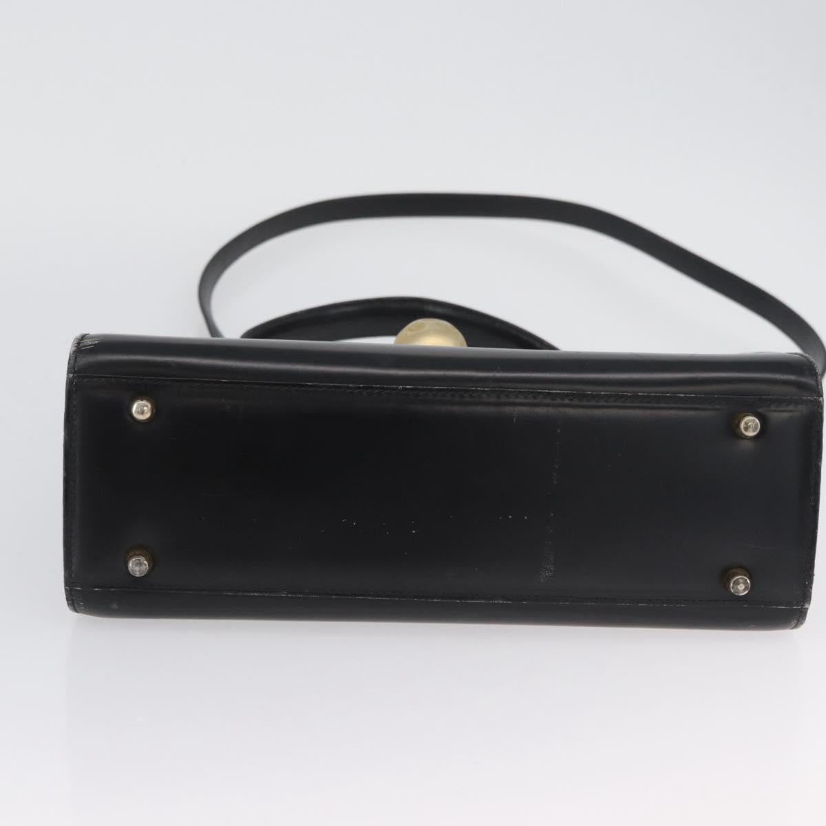 FENDI Hand Bag Leather 2way Black Gold Auth 174607