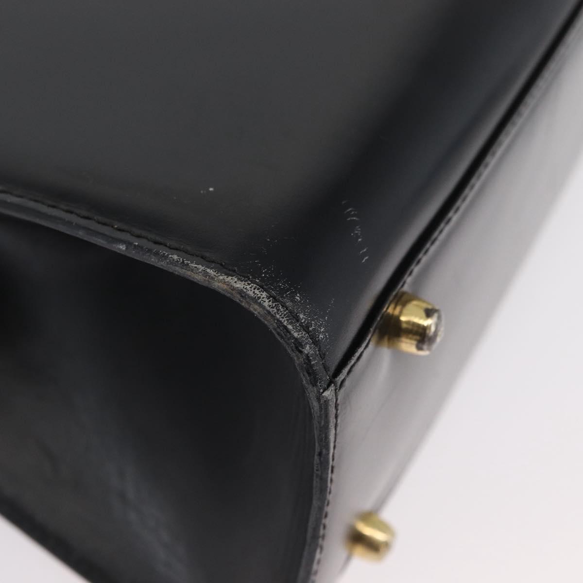 FENDI Hand Bag Leather 2way Black Gold Auth 174607