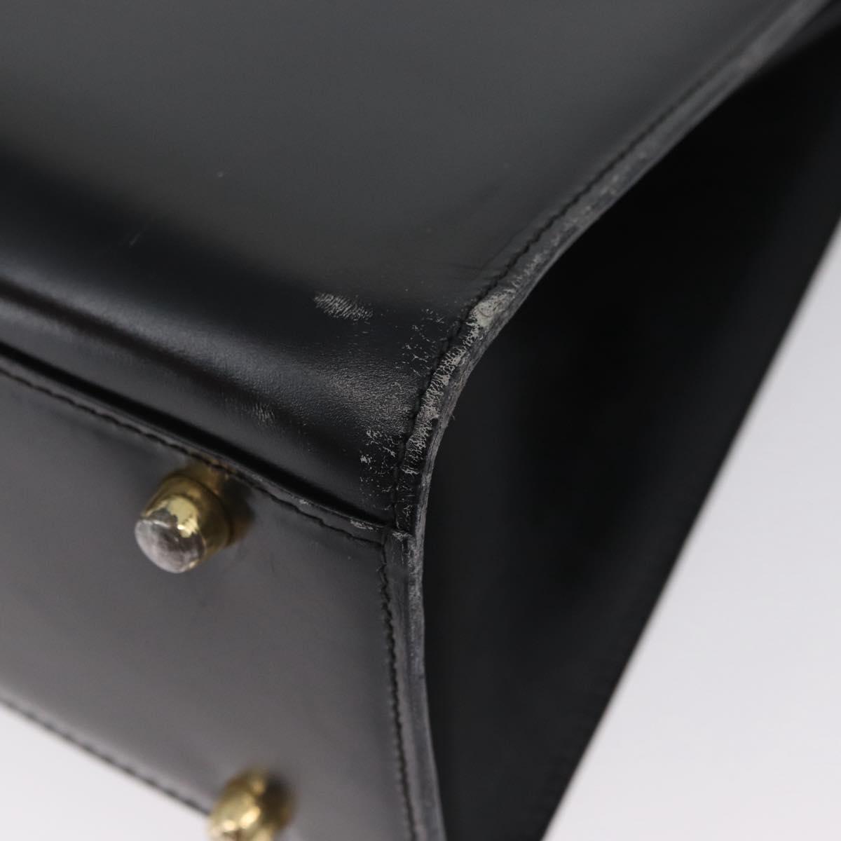 FENDI Hand Bag Leather 2way Black Gold Auth 174607