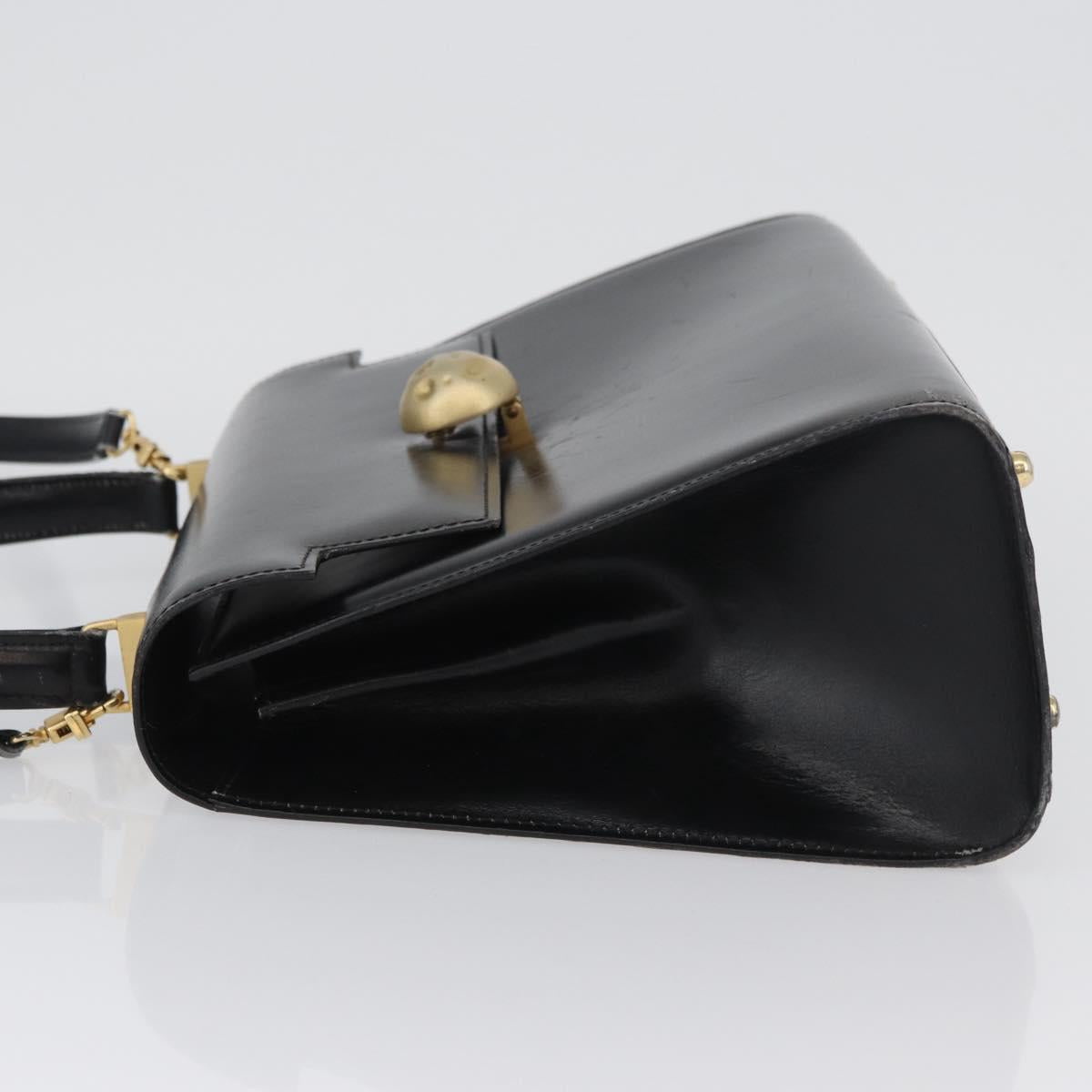 FENDI Hand Bag Leather 2way Black Gold Auth 174607