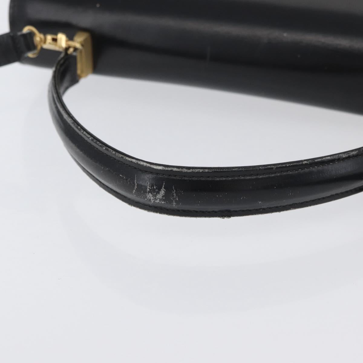 FENDI Hand Bag Leather 2way Black Gold Auth 174607